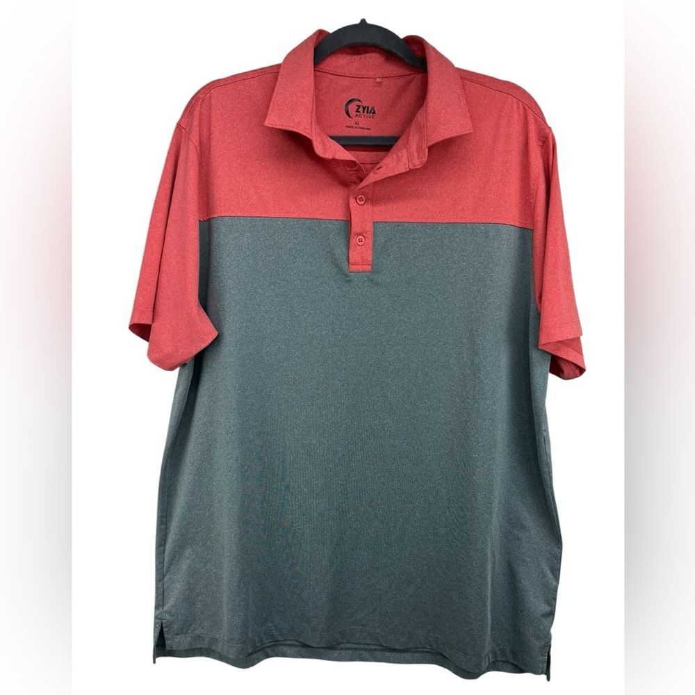 Zyia Active Red Gray Performance Polo Mens XL